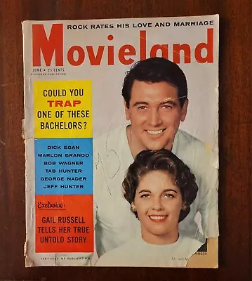 Movieland Magazine Rock Hudson Marriage - Monroe Wagner Brando Hayward Novak '56 • $11.15