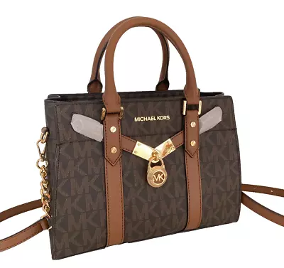 NWT Michael Kors Nouveau Hamilton Leather Small Satchel/Shoulder Bag Brown $358 • $152.89