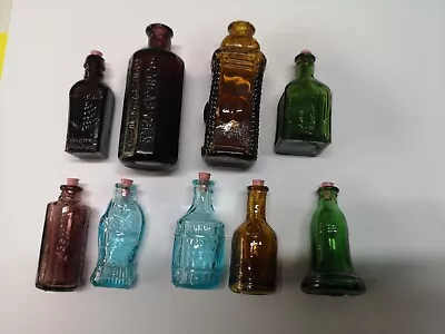 Set 9 Vintage Miniature Wheaton Style Bitters Poison Potion Glass Bottles • $18.65