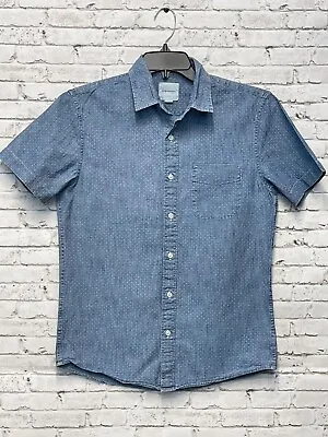 $22.99 • Buy American Eagle Polka Dot Denim Blue Jean Button-Down Shirt Men's Size Small