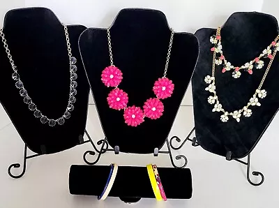 J Crew Signed Necklace Bracelet Lot Of 6 Statement  Rhinestone Flower Jewelry • $36.94