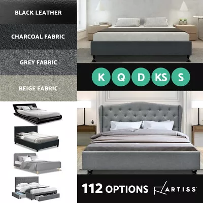 Artiss Bed Frame Queen Double King Single Full Size Base Mattress Fabric Leather • $122.95