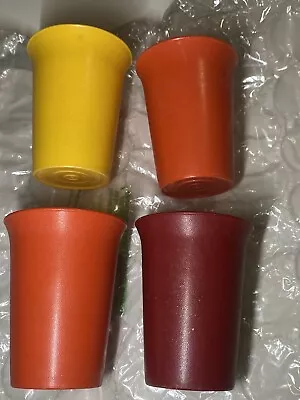 4 Vintage Tupperware #109 Classic Tumblers 7oz Cups Red  Yellow Orange • $6