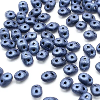 10g Matubo SuperDuo Czech Seed Beads 2.5x5mm Metallic Suede Blue Jewelry Making • £2.10