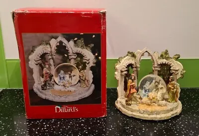 Dillard's 100mm Lighted Nativity Vignette Waterglobe Handpainted Christmas Boxed • £34.50