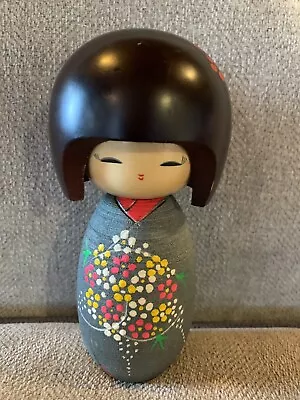 Vintage Japanese Kokeshi Wooden Girl Doll Floral Dress • $32