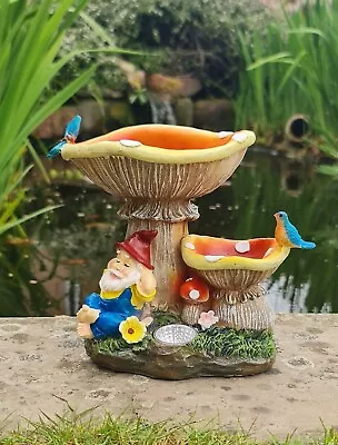 £13.95 • Buy Garden Ornaments Solar Powered Elf Dwarf Bird Bath Feeder Lamp Decor Patio