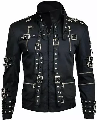 Men's Michael Jackson Bad Concert King Of Pop Black Cotton Belted Daily Jacket • $27.90