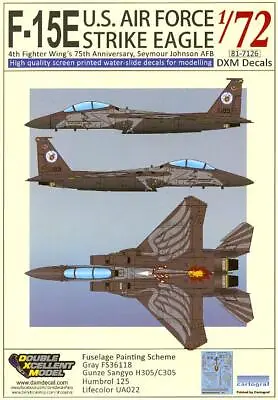 DXM Decals 1/72 F-15E STRIKE EAGLE 4th FW 75th Anniversary Scheme • $19.99