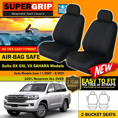 FRONT SuperGrip Neoprene Seat Covers For Landcruiser 200 Series GXL VX 2007-2021 • $158.86