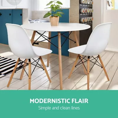  Dining Table 4 Seater Round DSW Kitchen Timber White • $139.75