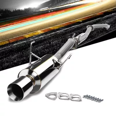 Catback Exhaust System 4  Round Roll Tip For 01-05 Honda Civic EX 1.7L DOHC • $135.91