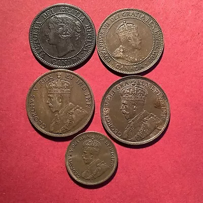 5 X Canada 1 One Cent 1859 1910 1911 1918 1929 AW503 • £15