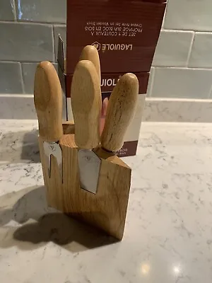 Brand New Languiole Cheese Knife Set On Wooden Block With Box • £3.99