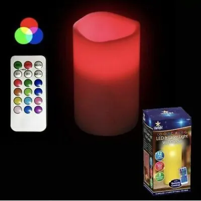 £8.42 • Buy 12 Colour Changing Flameless Wax Candle LED With Red Laser Mood Light & Remote
