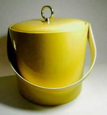 $24.99 • Buy Georges Briard MCM Handled YELLOW Padded Vinyl  Ice Bucket-with Padded Lid RETRO