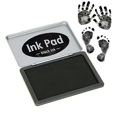 £3.09 • Buy Black Ink Pad Finger Print Stamp Metal Tin Craft Paper Wood Fabric Stamper Date