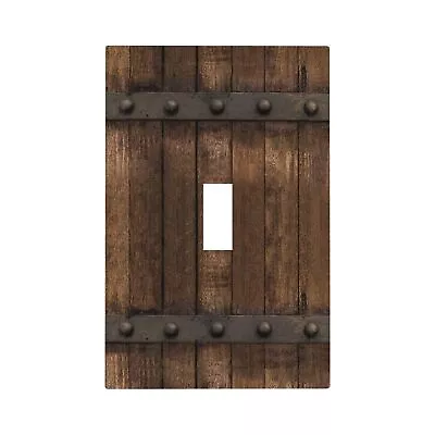 Rustic Brown Barn Door Farmhouse Light Switch Cover Plate Single Toggle 1 Gan... • $23.87