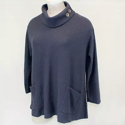 Margaret Winters Crunchy Cotton Long Cowl Neck Sweater Blouse Mauve 1X • $79.99