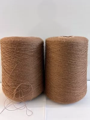 NICE Lot 2 Spool Cone Peru LACE Baby Alpaca Silk Yarn 2lb 4oz 1020gr 5300 Brown • $27