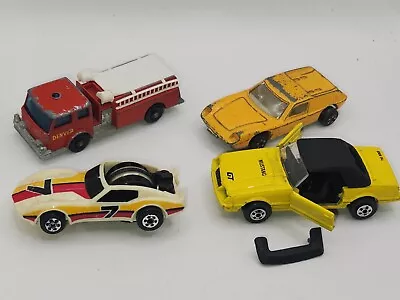 Lot Of 4 Vintage Diecast Cars Lesney Fire Truck Road Champs 1984 Zylmax Lotus • $10