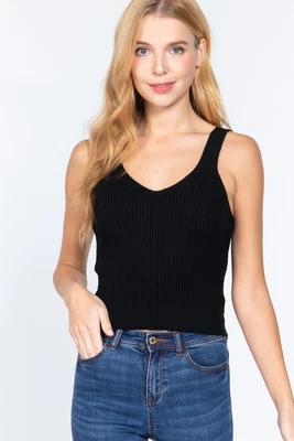 $13.99 • Buy Sleeveless V-neck Sweater Top Black