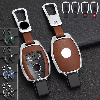 For Benz C E S CLS GLK W203 W212 GLA Zinc Alloy Leather Car Key Fob Case Cover • $27.74