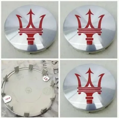 4pcs For MASERATI QP & GHIBLI GTS SILVER W/ RED WHEEL CENTER CAP 670025694 • $19.99