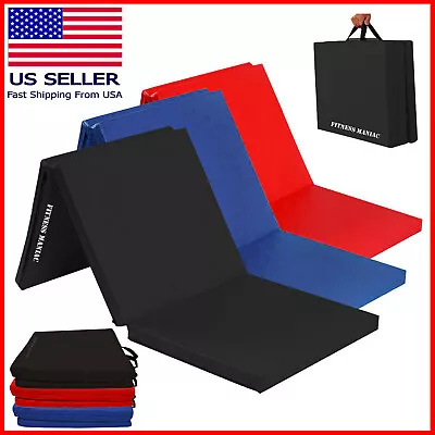 Tri-Fold Folding Thick New Exercise Mat Carrying Handles For Tumbling MMA Core • $44.98