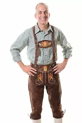 Bavarian Men's Oktoberfest Lederhosen Trachten Bundhosen Lederhosen Wild Brown • $98