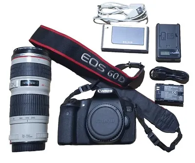 Canon EOS 60D Digital SLR Camera BODY +  ZOOM LENS EF 70-200mm 1.4 L USM • £599