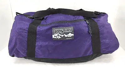 Vintage Jansport Nylon Duffel Bag Purple Made In USA Shoulder Strap 29x13x14 • $32.99