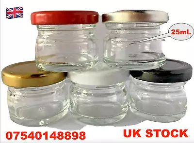  25ml.Small Glass  Clear Jars With Screw Top  WeddingHoneyJam Inc.HONEY 35gram • £8.99