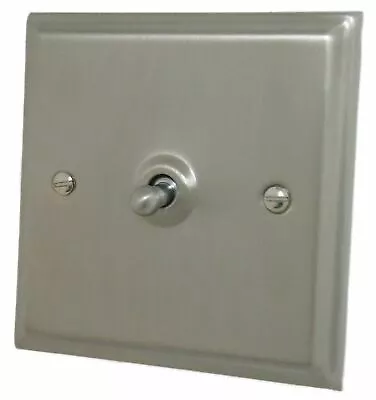 G&H DSN281 Deco Plate Satin Nickel 1 Gang 1 Or 2 Way Toggle Light Switch • £23.85