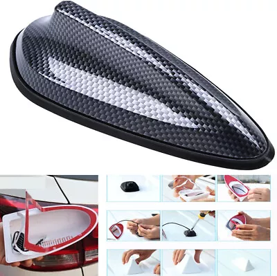 £19.55 • Buy Car Roof Shark Fin Antenna Radio Signal Aerial FM/AM Cable Carbon Fiber Style  