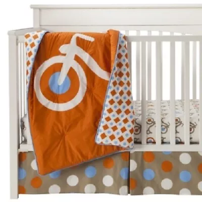 Room 365 First Tricycle Baby 3 Piece Quilt Fitted Sheet Dust Ruffle Crib Set • $42.92