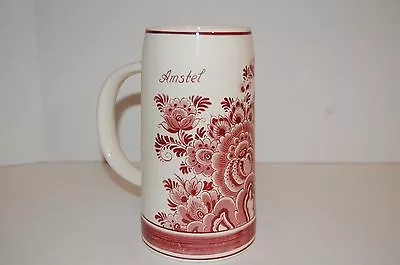 Vintage Amstel Stein Delft Red Ceramic Hand Made In Holland 6 1/4  Tall • $19