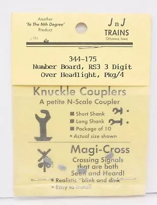 JnJ J N J Trains 344-175 Number Board RS3 3 Digit Over Headlight (4) HO Scale • $4.95