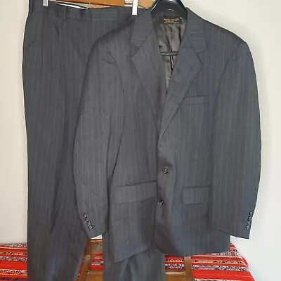 Vintage Brooks Brothers Full Pinstripe Suit 43L Wool USA Made • $89.99