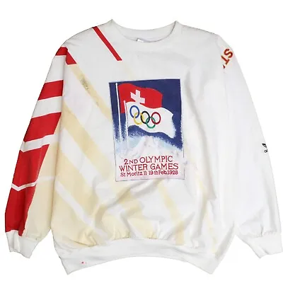 Vintage Adidas Olympic Winter Games St Moritz 1928 Sweatshirt Crewneck Size XL • $100