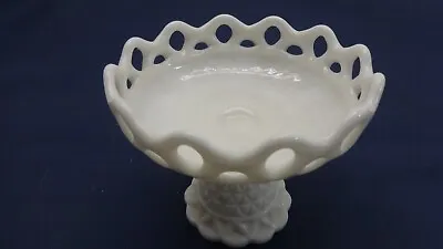 Milk Glass Pedestal Footed Compote Candy Fruit Dish Serving  Bowl 6  Diameter • $10