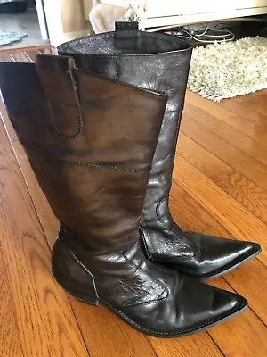 Vera Gomma Italian Womens Leather Boots Dark Brown / Mahogany Size 40 (US 9.5) • $89.95