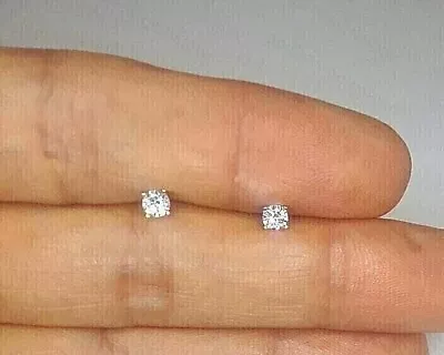 0.1Ct Round Cut Lab Created Diamond 3mm Tiny Stud Earrings 14k White Gold Plated • $30