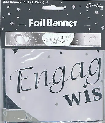 £1.79 • Buy Engagement Wishes Foil Banner Silver 9ft