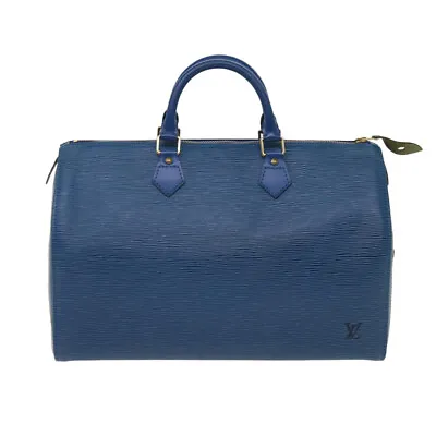 Louis Vuitton Speedy 35 Blue Leather Handbag Authentic • $836