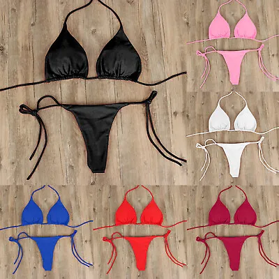 $16.13 • Buy Sexy Micro Bikini Shiny Women Brazilian G-String Set Thong Swimwear Swimsuit
