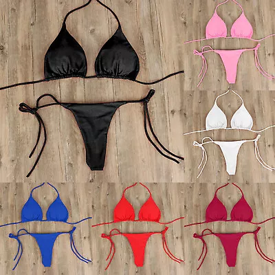 Sexy Micro Bikini Shiny Women Brazilian G-String Set Thong Swimwear Swimsuitл • $20.81