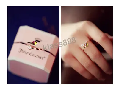 $8.12 • Buy 925 Sterling Silver Crystal Clear Cube Diamond Rose Gold Adjustable Ring Gift