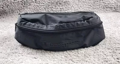 Champion Fanny Pack Crossbody Shoulder Bag Black Unisex Zip Large Size 16  • $11.99