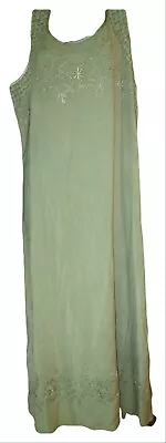 Vermont Country Store/  Light Green Sleeveless Lattice Embroidered Dress • $9.99